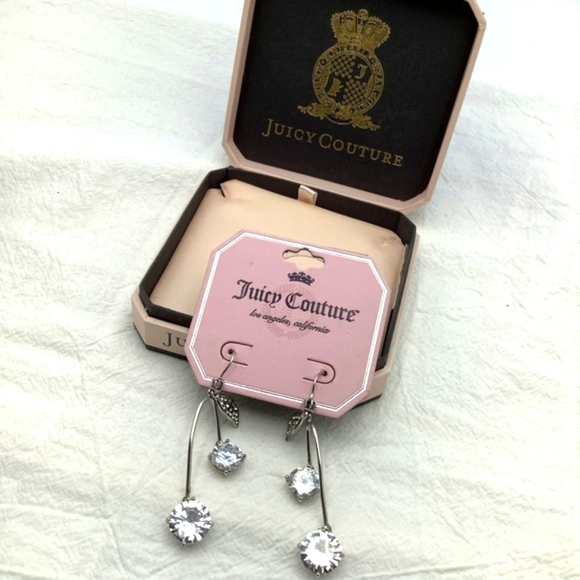 🎄🎄 Juicy Couture Silver Cherry Crystal Earrings - Picture 2 of 5